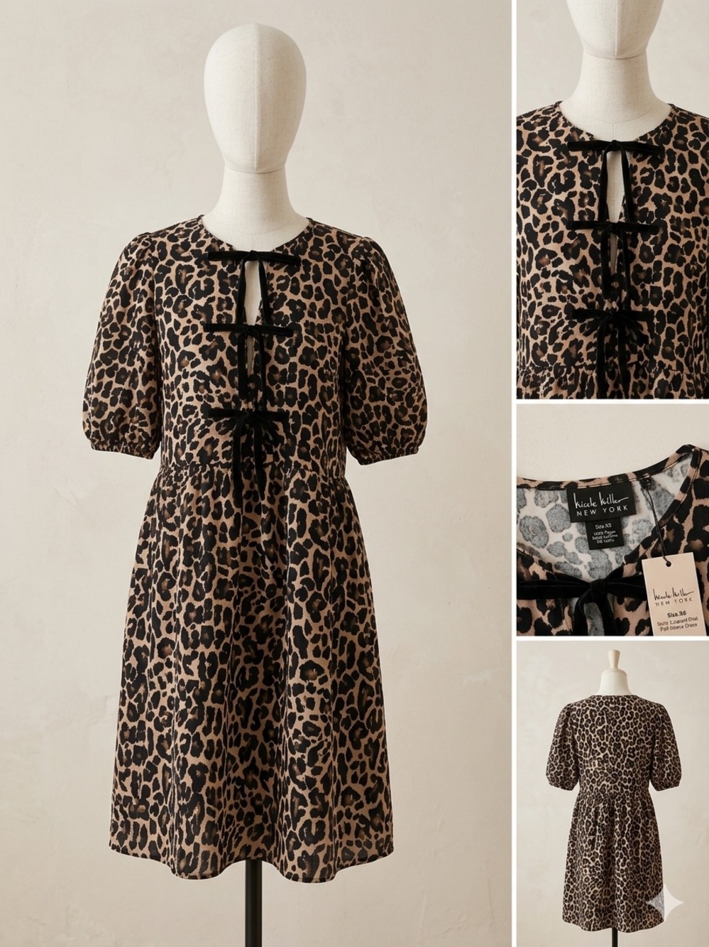 Nicole Miller Brown and Black Leopard Print Mini Dress